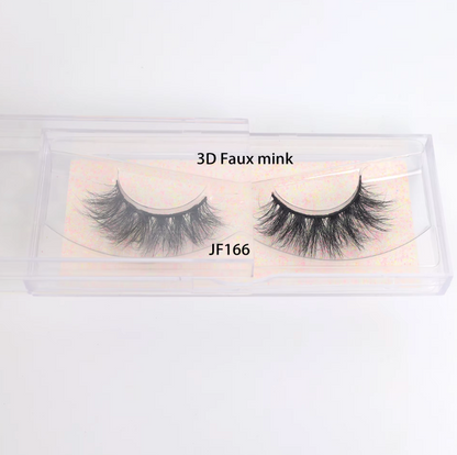 Fake Mink Eye Lash with Custom Eyelash Box 3D  Fluffy Mink Eyelash Full Strip Eye Lashes with applicator