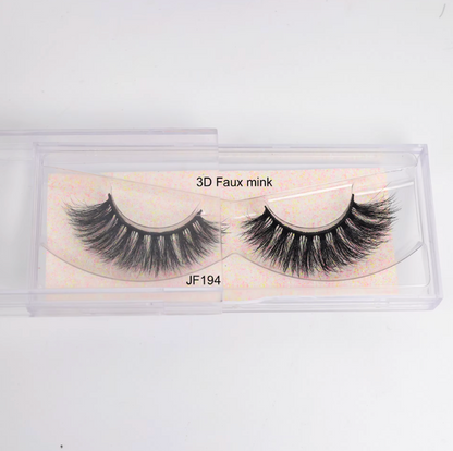 Fake Mink Eye Lash with Custom Eyelash Box 3D  Fluffy Mink Eyelash Full Strip Eye Lashes with applicator