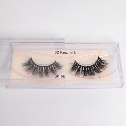 Fake Mink Eye Lash with Custom Eyelash Box 3D  Fluffy Mink Eyelash Full Strip Eye Lashes with applicator