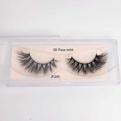 Fake Mink Eye Lash with Custom Eyelash Box 3D  Fluffy Mink Eyelash Full Strip Eye Lashes with applicator