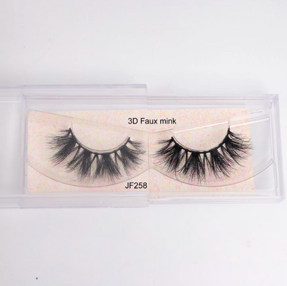 Fake Mink Eye Lash with Custom Eyelash Box 3D  Fluffy Mink Eyelash Full Strip Eye Lashes with applicator