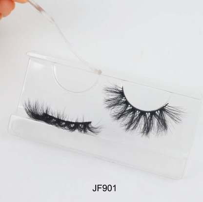 Fake Mink Eye Lash with Custom Eyelash Box 3D  Fluffy Mink Eyelash Full Strip Eye Lashes with applicator