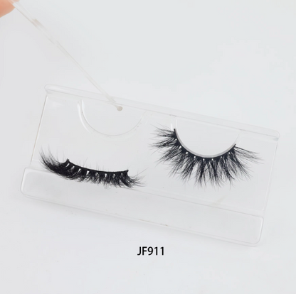 Fake Mink Eye Lash with Custom Eyelash Box 3D  Fluffy Mink Eyelash Full Strip Eye Lashes with applicator