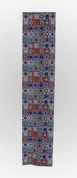 Women's Vibant Blue Circle Pattern Long Scarf