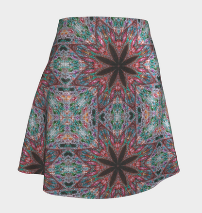 Silver Star Pattern Glitter Flared Skirt