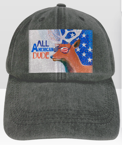 All American Dude with Deer Vintage Washed Baseball Cap | Ships from USA