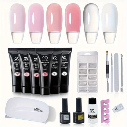 22pcs Poly Nails Gel 0.51oz Clear Poly Gel Builder Natural Looking And Long-Lasting, Trendy Nail Art Design Salon Professional