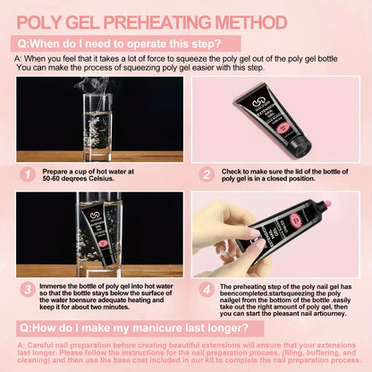 22pcs Poly Nails Gel 0.51oz Clear Poly Gel Builder Natural Looking And Long-Lasting, Trendy Nail Art Design Salon Professional