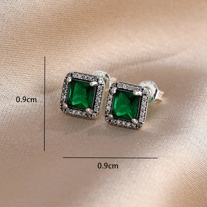 Blue Zircon Stud Earrings for Women | European Style Silver Jewelry