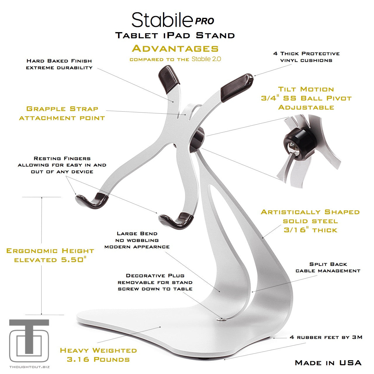 Stabile PRO Heavy-Duty Pivoting iPad Stand