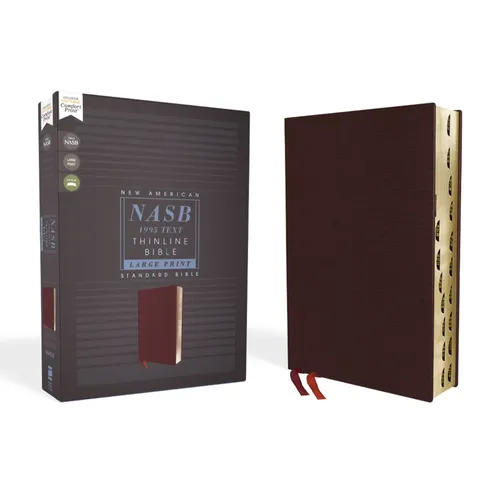 Nasb, Thinline Bible, Large Print, Bonded Leather, Burgundy, Red Letter Edition, 1995 Text, Thumb Indexed, Comfort Print - Bonded Leather