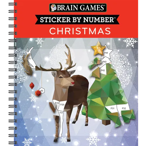 Brain Games - Sticker by Number: Christmas (28 Images to Sticker - Reindeer Cover): Volume 1 - Spiral