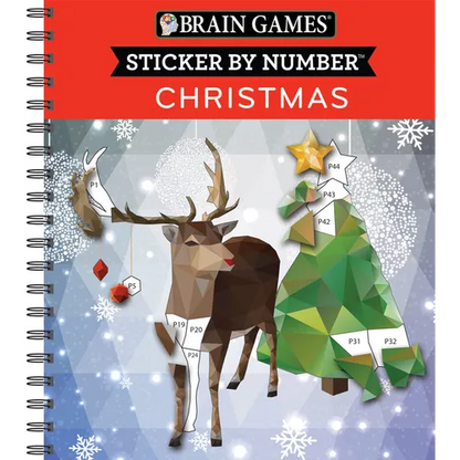 Brain Games - Sticker by Number: Christmas (28 Images to Sticker - Reindeer Cover): Volume 1 - Spiral