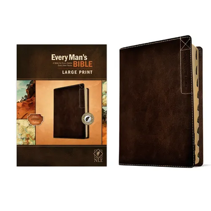 Every Man's Bible Nlt, Large Print, Deluxe Explorer Edition (Leatherlike, Rustic Brown, Indexed) - Imitation Leather