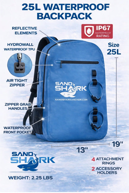 25L Waterproof Backpack – Submersible w/ Airtight Zipper.
