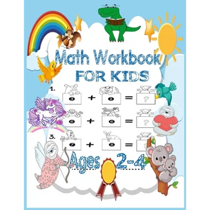 Math Workbook for kids Ages 2-4: Preschool mathematics book with numbers tracking and matching activities with pictures, animals and coloring book and - Paperback
