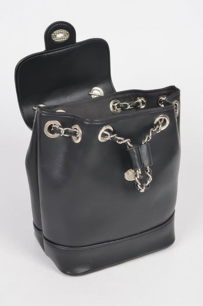 Faux Leather Flap Backpack