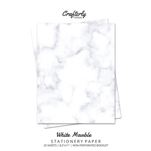 White Marble Stationery Paper: Cute Letter Writing Paper for Home, Office, Letterhead Design, 25 Sheets - Paperback