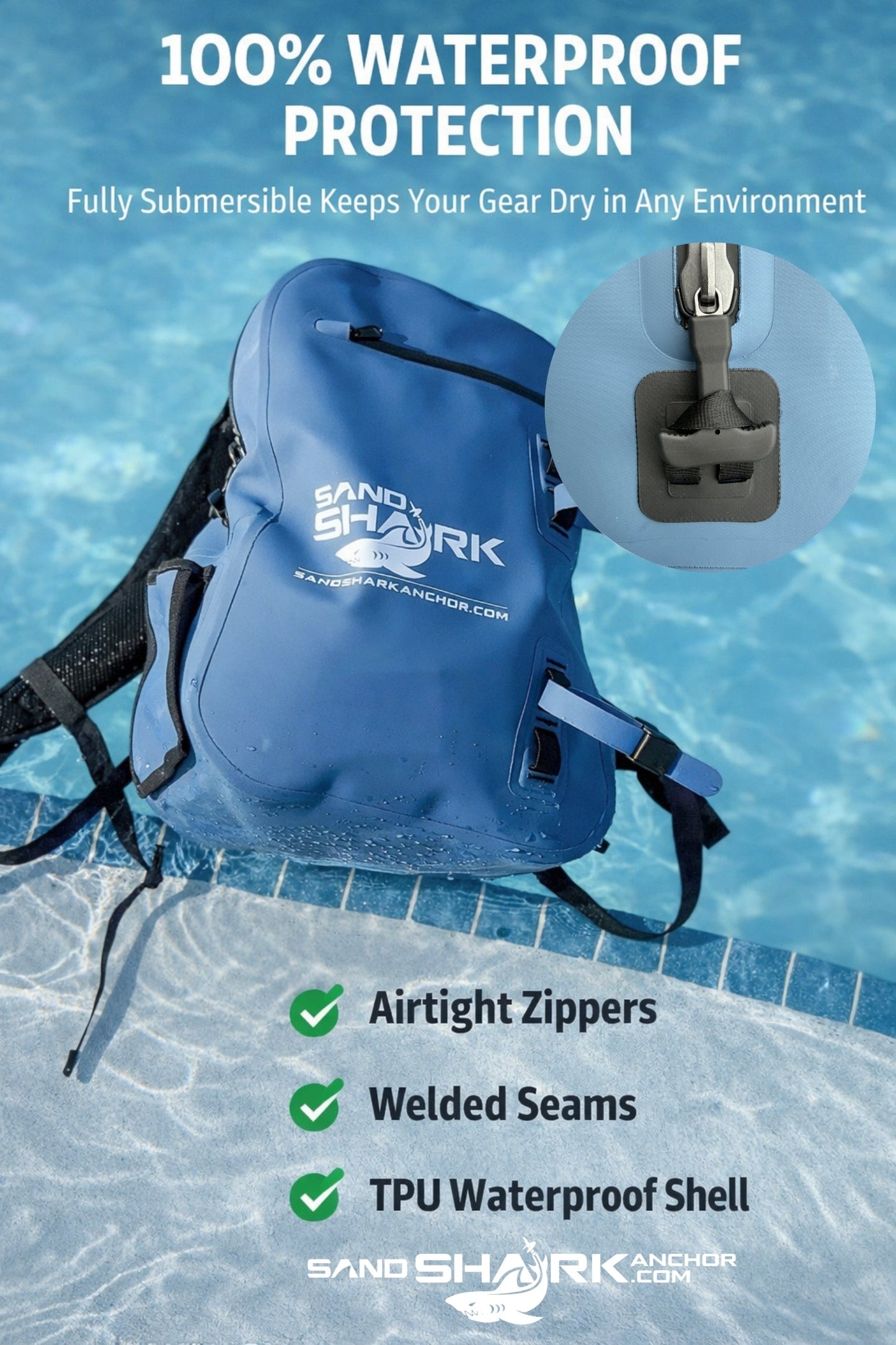 25L Waterproof Backpack – Submersible w/ Airtight Zipper.