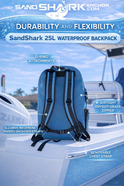 25L Waterproof Backpack – Submersible w/ Airtight Zipper.