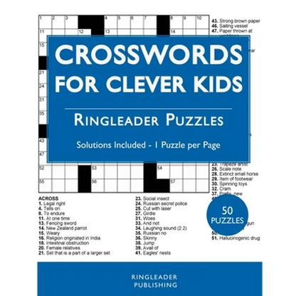Crosswords For Clever Kids: 50 Crossword Puzzles For Bright and Intelligent Children, Brain Exercise, Vocab Learning - Paperback