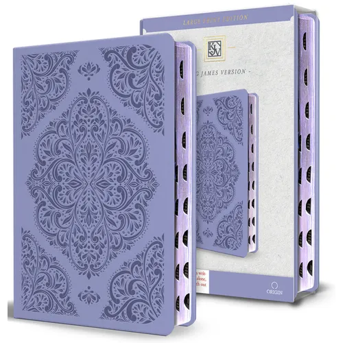 KJV Holy Bible, Large Print Medium Format, Lavender Faux Leather W/Thumb Index and Ribbon Marker, Red Letter - Bonded Leather