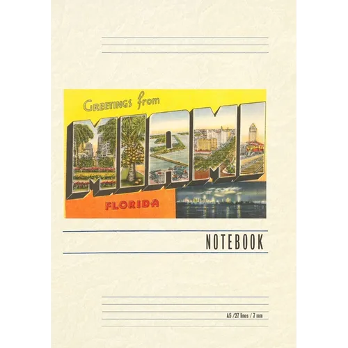 Vintage Lined Notebook Greetings from Miami, Florida - Paperback