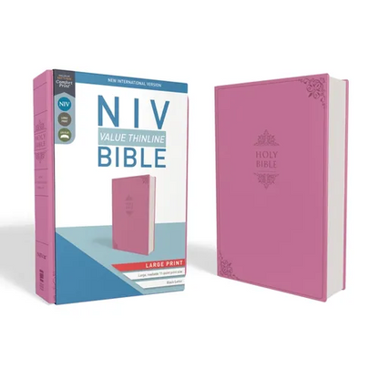 NIV, Value Thinline Bible, Large Print, Imitation Leather, Pink - Imitation Leather