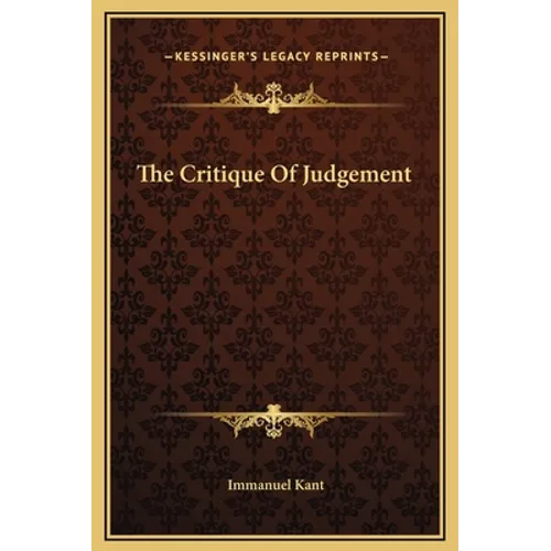 The Critique Of Judgement - Hardcover