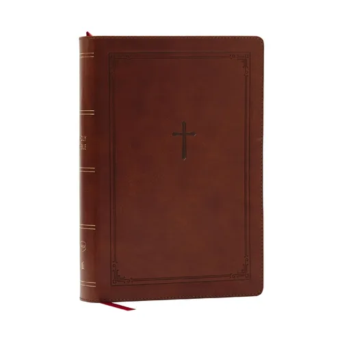 NKJV Giant Print End-Of-Verse Reference Bible, Brown Leathersoft, Red Letter, Comfort Print: Holy Bible - Imitation Leather