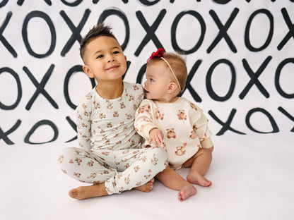 Teddy Bear Hearts Sweatshirt Romper