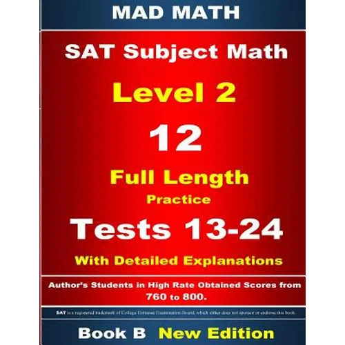 2018 SAT Subject Level 2 Book B Tests 13-24 - Paperback
