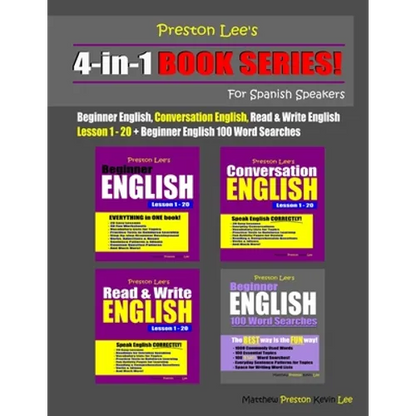 Preston Lee's 4-in-1 Book Series! Beginner English, Conversation English, Read & Write English Lesson 1 - 20 & Beginner English 100 Word Searches For - Paperback