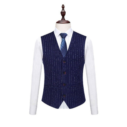 Mens Fashionable And Versatile Striped Three-piece Suit