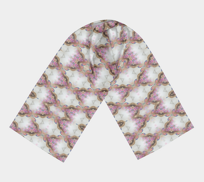 Pink and Gold Pattern Long Silky Scarf