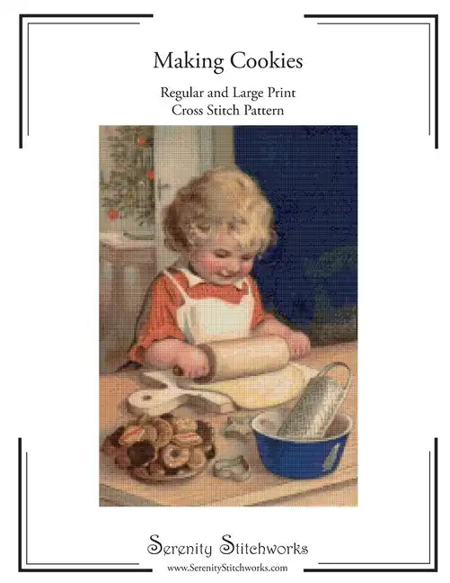 Making Cookies Cross Stitch Pattern: Regular and Large Print Cross Stitch Chart - Paperback
