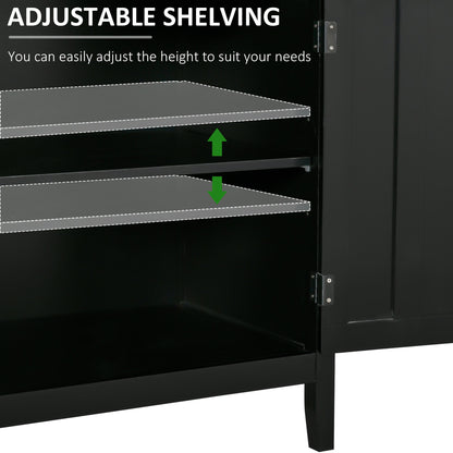 Black Sideboard Buffet Cabinet with 2 Doors and Adjustable Shelves
