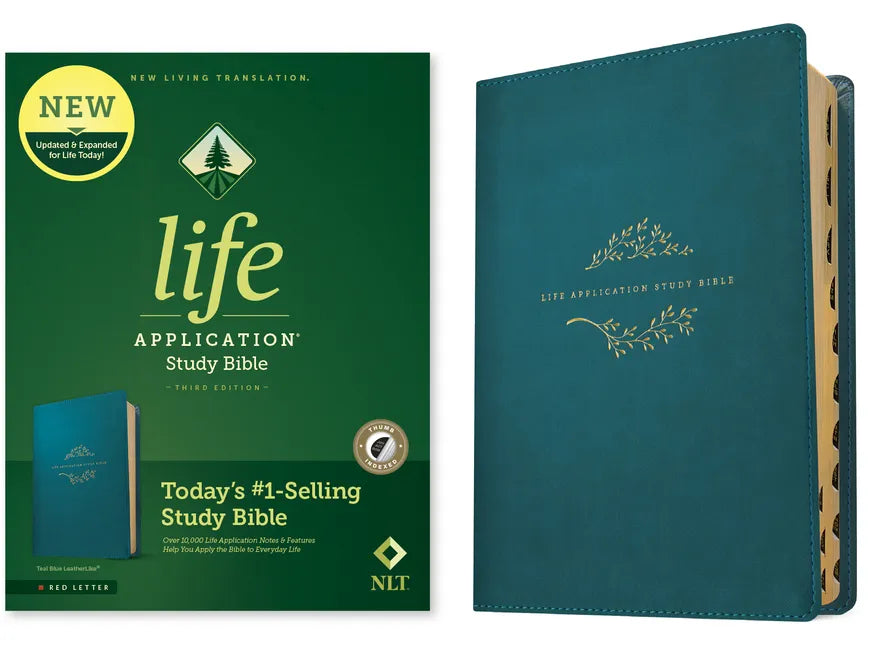 NLT Life Application Study Bible, Third Edition (Leatherlike, Teal Blue, Indexed, Red Letter) - Imitation Leather