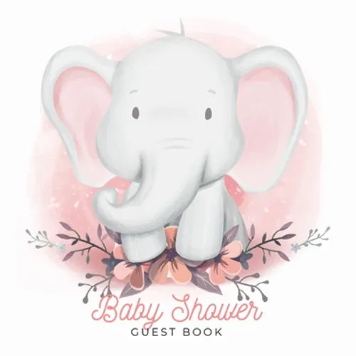Our Little Peanut: A Watercolor Elephant Themed Square Hardcover Square Hardcover Baby Shower Guest Book with Sign-In Pages, Wishes for Baby, Gift Log - Paperback