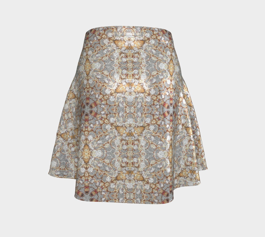 Gold Star Pattern Glittery Flared Short Skirt