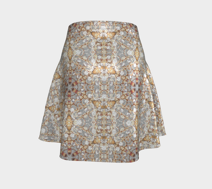 Gold Star Pattern Glittery Flared Short Skirt