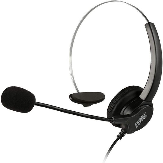 AGPtEK Call Center Hands-Free Noise Cancelling Corded Monaural Headset with Mic Mircrophone