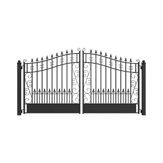 [12-18FT] Heavy-Duty Venice-Style Steel Dual-Swing Driveway Gate (SAK68025)