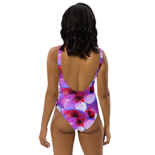 Beautiful Butterfly with Cherry Blossoms Beachwear One-Piece Swimsuit