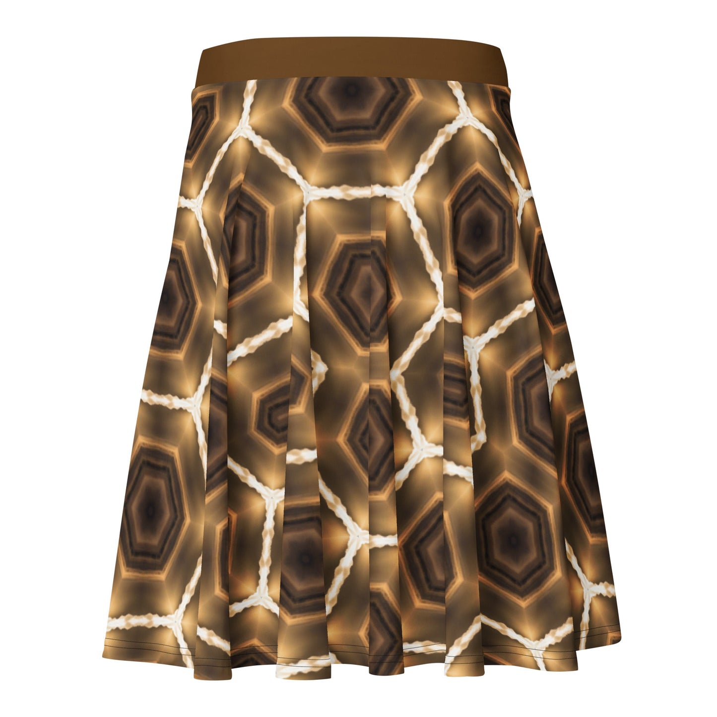 Brown Honeycomb Pattern Short Skater Skirt