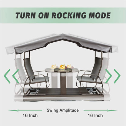 Alora 4-Seat Outdoor Aluminum Patio Swing Glider Bench With Canopy (SAK41726)