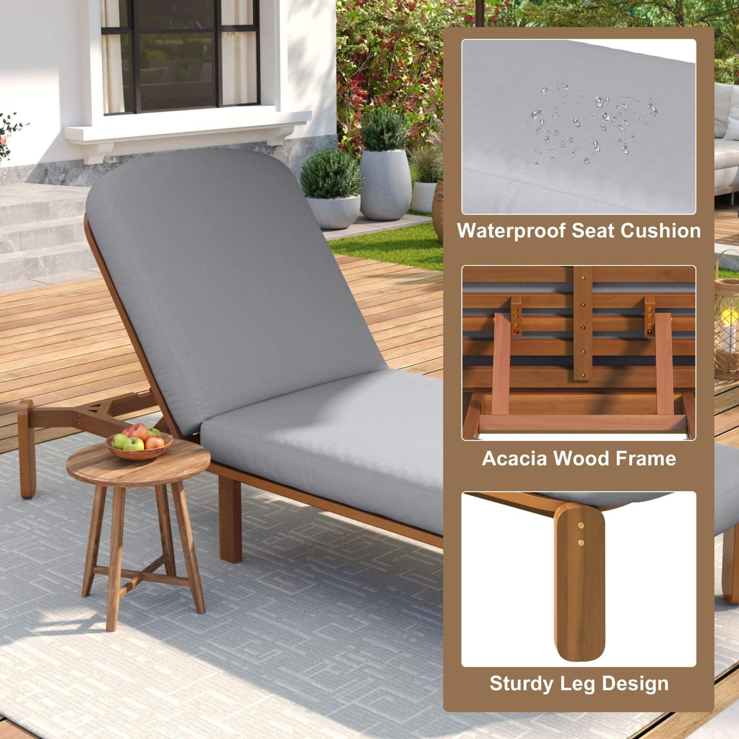Alora Adjustable Outdoor Chaise Lounge With Reclining Backrest (SAK04689)
