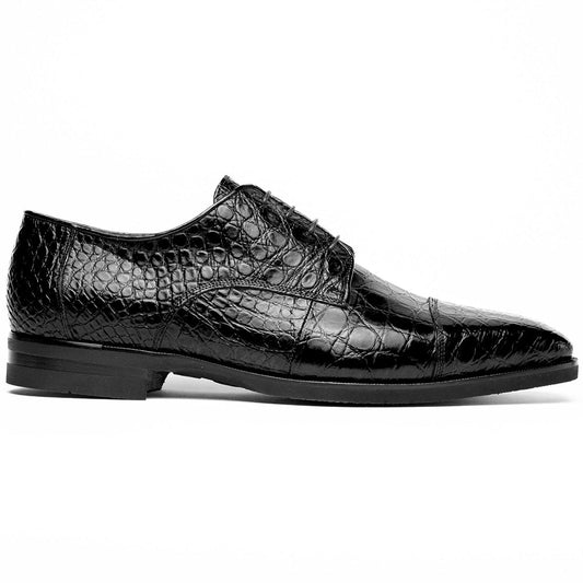 21-532-BKM ANDREA Crocodile Lace Up, Black