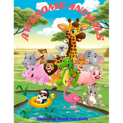 Awesome Animals - COLORING BOOK FOR KIDS - Paperback