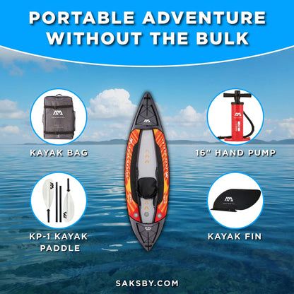 Aqua Marina Memba 330 10FT 1-Person Ultra Stiff Touring Kayak With Double Wall Fabric Floor [ME-330] (SAK56789)